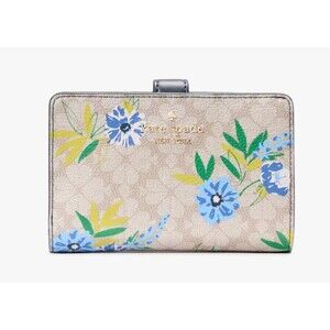 New Kate Spade Spade Flower Floral Medium Bifold Wallet Blazer Blue Multi